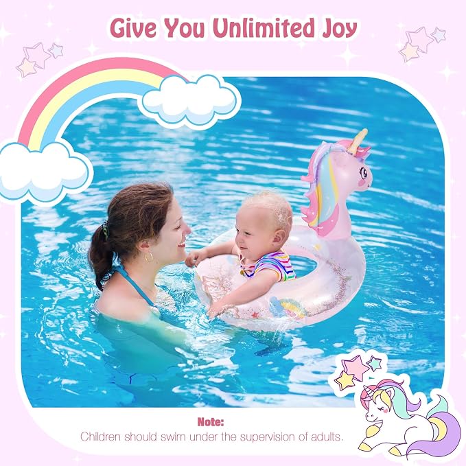 Moko Inflatable Swimming Rings, Pool Floats Swim Tubes Rings Round Shape Cute Cartoon Design Beach Water Lounge Inflatable Raft Party Supplies for Kids