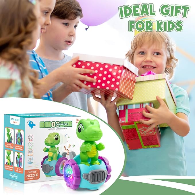 Dinosaur Robot Car Toy with Lights & Music, Toddler Toys 1-3, Dinosaur Universal Cars, Toys for 3 Year Old Boys Ages 2-4, Gifts for 1-3 4 5 6 7 Year Old Birthday Christmas