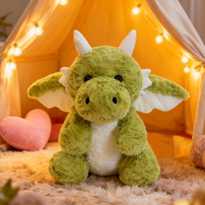 SUSULF Little Flying Dragon - Cute Stuffed Animal Plush Toy - Adorable Soft Dragons Toy Plushies and Gifts - Perfect Present for Kids (Green,11.81in/30cm)