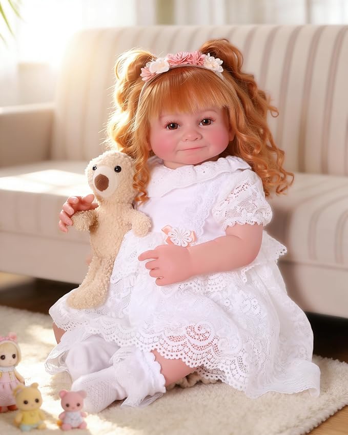 BABESIDE Lifelike Reborn Baby Dolls Dara - 20 Inch Realistic-Newborn Baby Doll Brown Hair Girl Handmade Real Life Baby Dolls with Clothes and Toy Accessories Gift for Kids Age 3+
