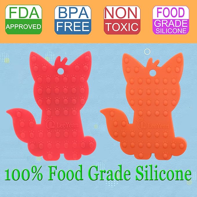 Chew Necklaces for Sensory Kids Boys and Girls, 2 Pack Fox Silicone Chewy Necklace for Autism, ADHD, SPD, Chewy Oral Motor Chewing Toy for Adults