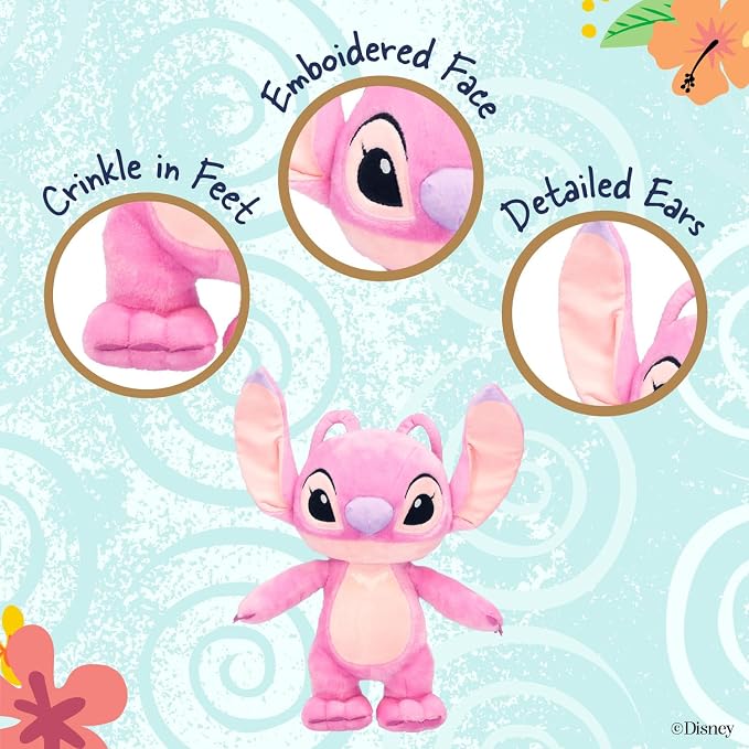 Kids Preferred Disney Baby Lilo & Stitch Angel Soft Huggable Stuffed Animal Cute Plush Toy for Toddler Boys and Girls, Gift for Kids, Pink Angel 15 Inches