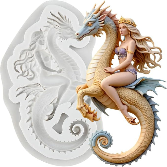 Seahorse Polymer Clay Mold Seahorse Mermaid Princess Silicone Molds for Jewelry Making Epoxy Resin Casting Air Dry Polymer Clay Craft