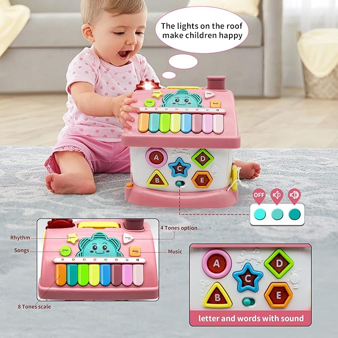 Ming You Montessori Toys for 1.5+ Year Old Girl Gifts - 8-in-1 Musical Learning House Baby Toy, Toddler Toys Age 18M+ Girls Educational Birthday Gifts