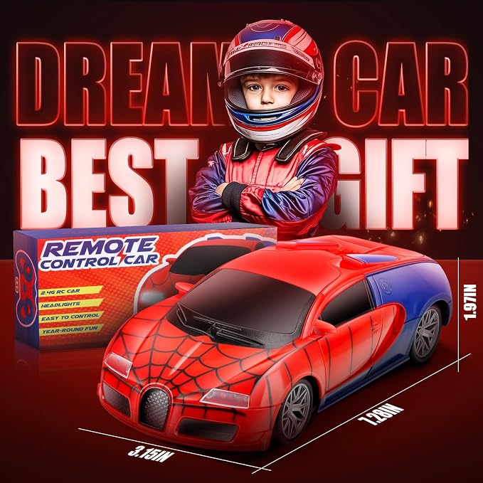 Aooess Remote Control Car Toy for Kids: Spider Rc Cars for Boys Age 4-7 Toy Cars for Boys Age 4-7 Racing Car Toys Spider Toys for Boy 4-6 Birthday Gift for 3 4 5 6 7 8 9 Year Old Boy Girls, Red