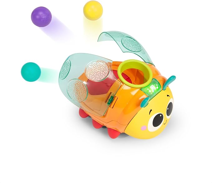 Bright Starts Spin ’n’ Chase Bug Ball Popper Toy with Lights & Music, Crawling Baby Toy Encourages Movement & Motor Skills, Unisex, 6 Months+