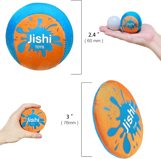 Water Skipping Balls for Pool, Beach Toys for Kids Ages 8-12 Boys Outdoor Play, Splash Water Bouncing Balls for Swim Games Toys for Kids Ages 3-5-7 4-8-12 Year Old Boys Girls Teens Adults Summer Gifts