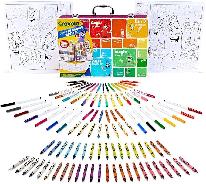 Crayola Limited Edition Coloring Set (115 Pcs), Kids Art Supplies & Drawing Kit with Crayons, Markers & Colored Pencils in Storage Case, Gifts, Ages 5+