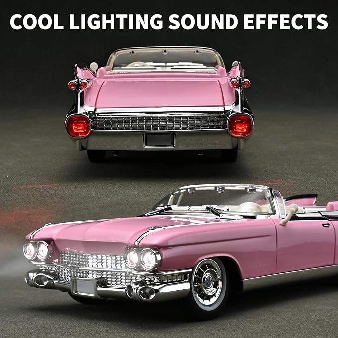 RZAPE Toy Car Models 1/24 Diecast Cars Eldorado Metal Model Cars Carros De Coleccion,Model Car Kits for Adults and Boys,Pull Back Car with Lights and Sounds,Toy Cars for Boys Age 4-7（Pink）