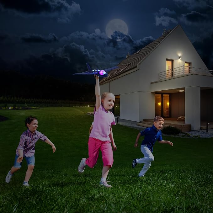 Wesfuner 4 Pack Airplane Launcher Toys, 2 Flight Modes LED Foam Glider Catapult Plane Toy for Boys, Outdoor Flying Toys Birthday Gifts for Boys Girls 4 5 6 7 8 9 10 11 12 Year Old