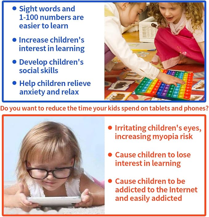 Sight Word A-Z Alphabet 1-100 Numbers Toy, is an Early Reading and Numbers Enlightenment Play Toy, Suitable for Home and Classroom,Making the Learning Experience Easier and Fun
