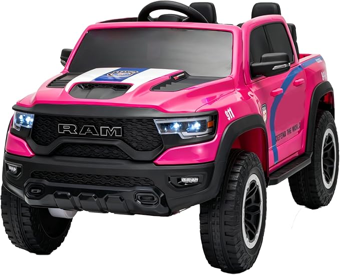 FINITO 4WD Kids 24V 4x4 Kids Ride On 2 Seater Police Truck, Remote Control Ride On Toy Car, Kids' Electric Ride On Truck, Kids' Side by Side Truck for Children Ages 3+, Powered Cars for Kids