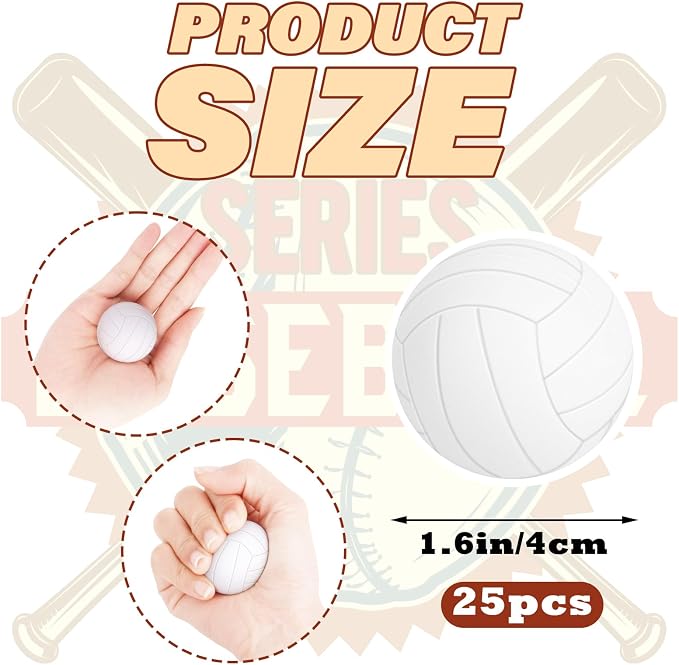 Mini Foam Volleyball Stress Balls 25 Pack Volleyball Party Favors Small Sports Squeeze Ball Soft Stress Relief Ball for Kids Adults School Sports Themed Party Supplies Classroom Volleyball Party Gift