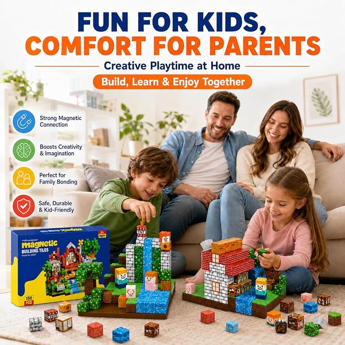 AuroraSynth 150PCS Magnetic Blocks - 0.8in Magnetic Building Blocks Cubes, Magnet Toys for Kids, Stacking Construction Magnets, School STEM Toys Birthday for Boys & Girls Ages 3+