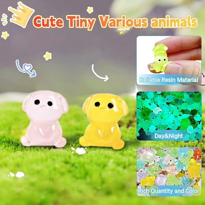 50PCS Glow in The Dark Resin Animals Mystery Bag, Mini Duck Blind Bags Toys, DIY Crafts Fairy Garden Dollhouse Decor, Kids Party Favors Classroom Prizes