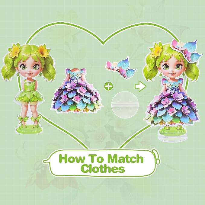 PainZieteg Magnetic Dress Up Dolls,Paper Dolls for Girls, Kids DIY Princess Magnetic Dress-Up Doll for Girl Birthday (Summer Fairy)