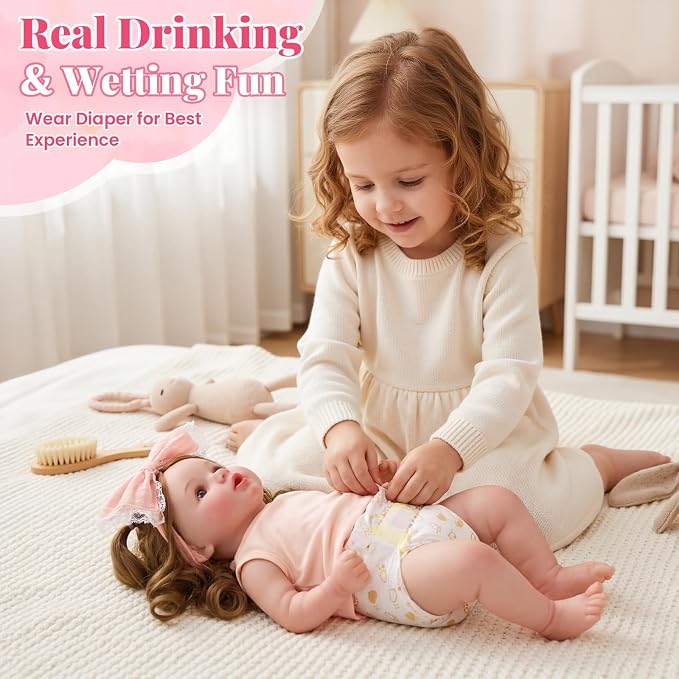 BABESIDE Lifelike Reborn Baby Dolls Dara - 20 Inch Realistic-Newborn Baby Doll Brown Hair Girl Handmade Real Life Baby Dolls with Clothes and Toy Accessories Gift for Kids Age 3+