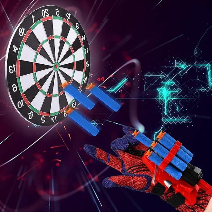 Black Style Spider Web & Soft Missile Launcher Toy 2 Pcs Set,High-Precision Web Shooter for Cosplay, Roleplay & Outdoor Fun - Adjustable Strap, Durable Design, Safe for Kids& Adults