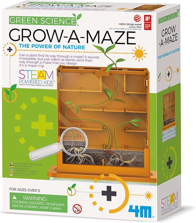 4M: Green Science - Grow-A-Maze - DIY Mini Plant Growth Lab, Customizable Maze, Assemble-Plant-Observe The Power of Nature, STEAM Project, Kids 5+