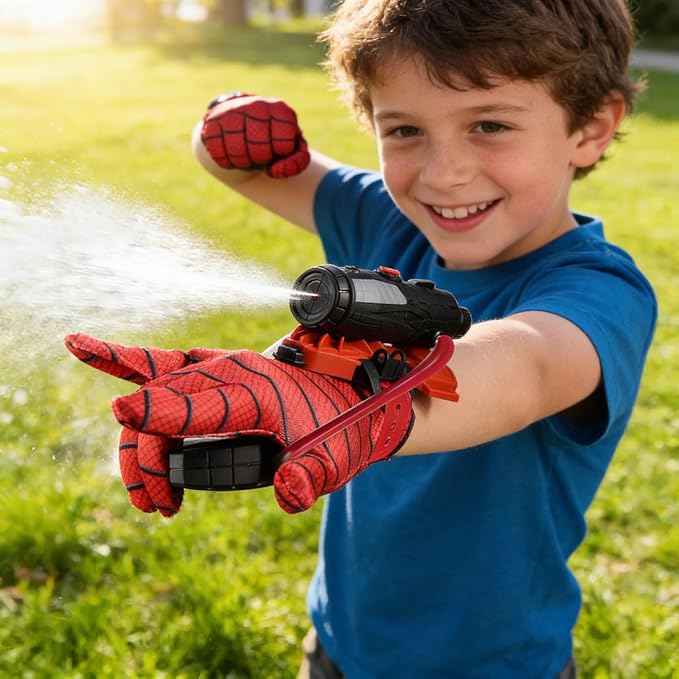 Superhero Web Shooter Water Toy Set with Role Play Glove, 2-in-1 Outdoor Water Blaster & Dart Launcher for Kids Summer Pool Beach Backyard Play