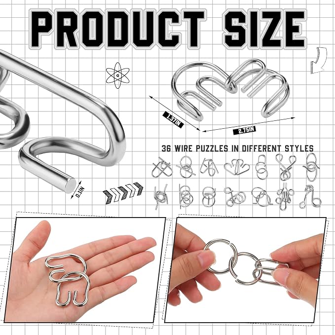 Set of 90 Metal Brain Teaser Puzzles with Pouch, Steel Puzzle Games Physics Mind Metal Wire Puzzles for Adults Basket Stocking Stuffers for Teen Boys Girls Kids Desk Trinkets Challenge Gift