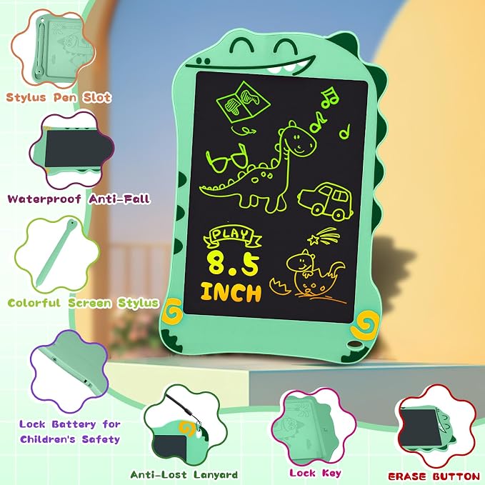 LCD Writing Tablet for Kids, Dinosaurs Drawing Pad Doodle Board for Kids, Colorful Toddlers Toys Drawing Board, Educational Toys for Boys Girls 3 4 5 6 7 8 Year Old Christmas and Birthday Gifts