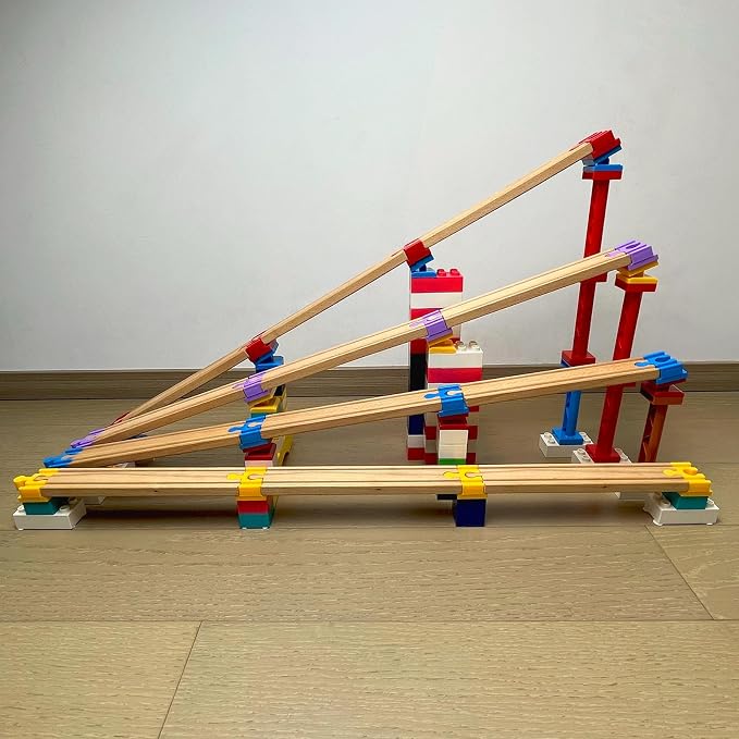 Wooden Train Track Accessories, 40 pcs Wooden Track Connector, Compatible with All Major Brands Train Track, Christmas Birthday Gift for Boys Girls, Train Toys Expansion Pack for Kids Ages 3+