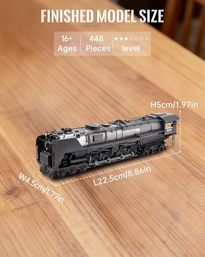 Piececool 3D Metal Model Kit Class S-2 Locomotive Steam Train 3D Metal Puzzles for Adults, DIY Brain Teaser Building Kits, Birthday Christmas Day Gift for Teens