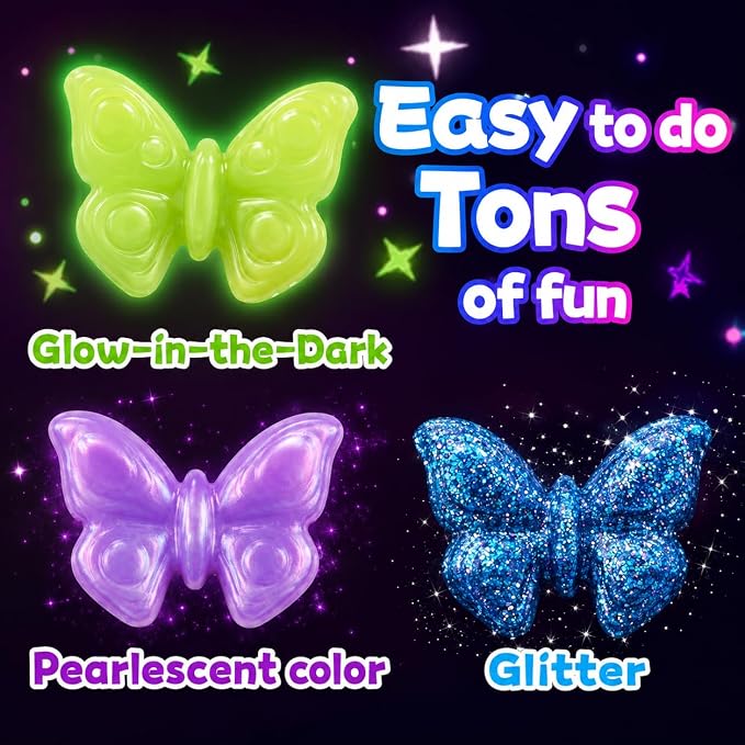 Carolart DIY Squishies Kit for Kids, Fast Curing Non-Sticky Liquid Silicone Rubber, Make Your Own 6 Glow in The Dark Animal Squishy Toys, Arts & Crafts STEM Activity Gift for Boys Girls Ages 6-12