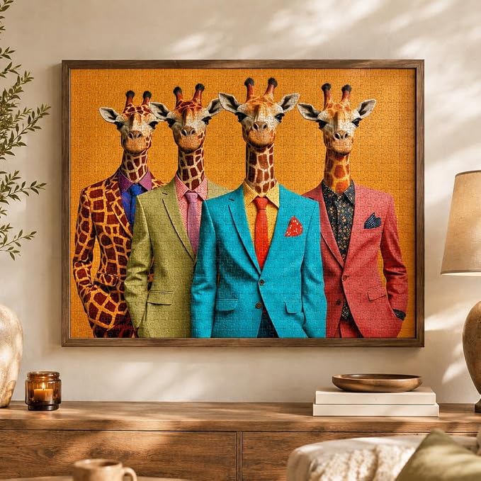 Cross & Glory - The Fab Four Giraffes - 1000 Piece Jigsaw Puzzle for Adults | Unique Artwork Jigsaw Puzzles | Fun | Challenging Brain Teaser