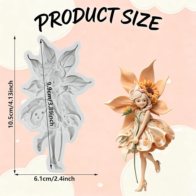 Flower Fairy Polymer Clay Molds Fairy Silicone Mold for DIY Crafts Epoxy Resin Casting Polymer Clay Tools Craft Air Dry Jewelry Making