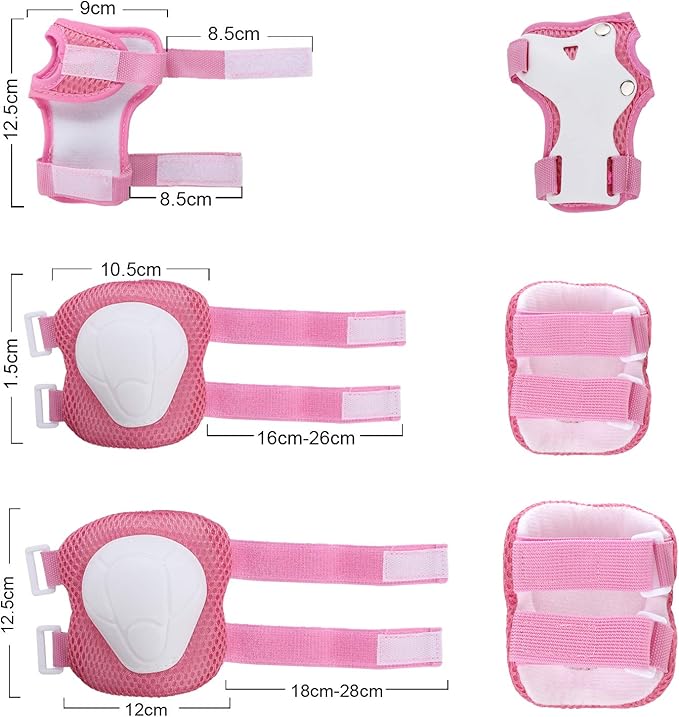 WayEee Kids Bike Helmet Set Skateboard Knee Pads, Helmet Pad Set Protective Gear Set Adjustable for Girls Kids 3-14 Helmet Elbow Pads Wrist Guards for Sport Cycling Bike Roller Skating Scooter