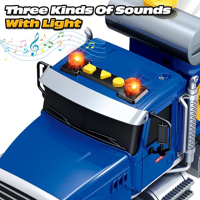 SpringFlower Toddler Trucks Toy, Large Mixer Truck Toy with Lights & Sounds, Truck Vehicle Boy Toy for 3 4 5 6 Year Old Boys, Christmas Birthday Gifts for Boys & Girls