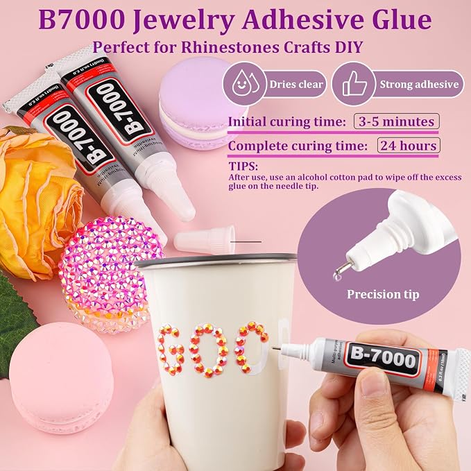 30000Pcs Resin Rhinestones for Bedazzling with Tweezers, Red AB Rhinestones for Crafting with 3Pcs 10ml B7000 Jewelry Glue for DIY Crafts Clothing Tumblers Shoes Fabric Nail Art