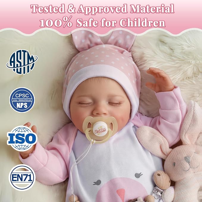 BABESIDE Lifelike Reborn Baby Dolls - 20-Inch Sweet Smile Real Life Realistic-Newborn Full Body Vinyl Sleeping Baby Girl with Toy Accessories Gift Set for Kids Age 3+