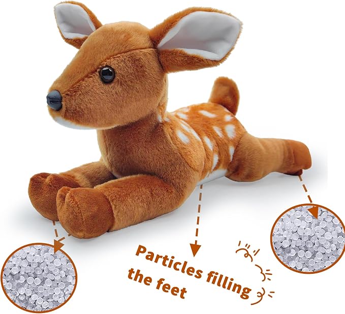 Deer Stuffed Animal for Kids,8 inch Realistic Animal Plush Toy Lying Down Posture Animals,Plush for Boys Girls Adult Birthday Hug Teaching(S-Deer)