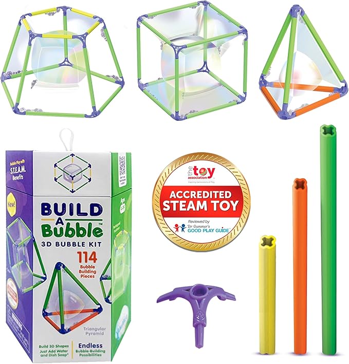 Build A Bubble Montessori 3D Bubble Maker Kit for Kids 8&Up – Fun-Filled, Screen Free Toy - 57-Piece STEM Building Toys Kit– Indoor Educational STEAM Bubble Toys That Help Your Child's Development