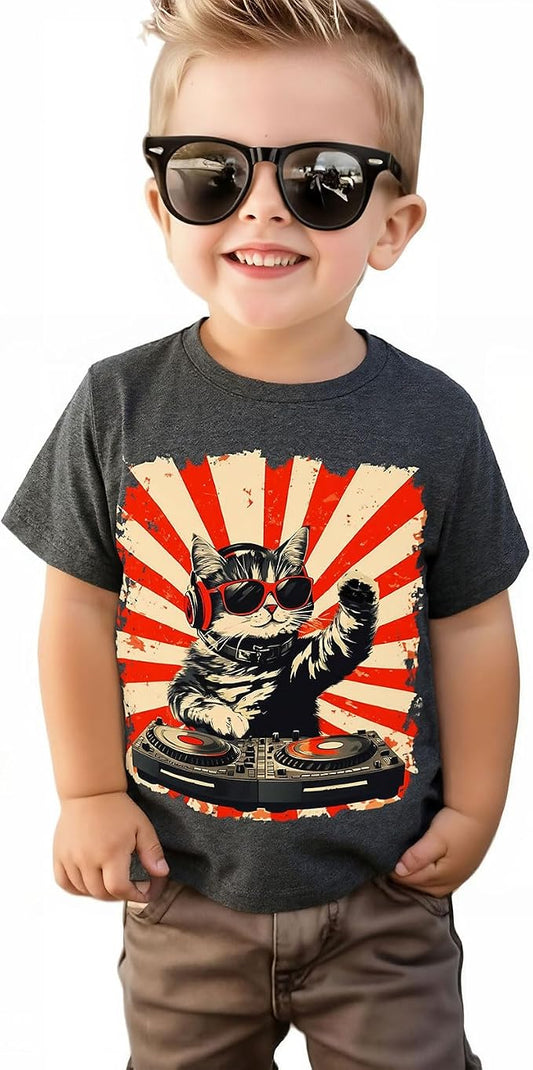 Lovekider Cotton Shirt for 3-6T Boys Truck Dinosaur Toddler Kids T-Shirt Short Sleeve Excavator Construction T-Rex Tee Shirts