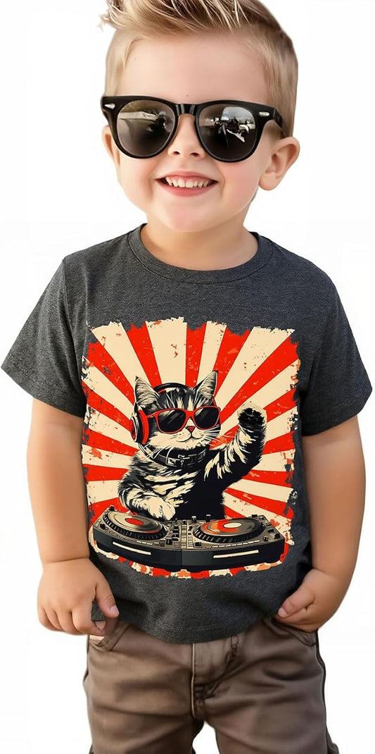 Lovekider Cotton Shirt for 3-6T Boys Truck Dinosaur Toddler Kids T-Shirt Short Sleeve Excavator Construction T-Rex Tee Shirts