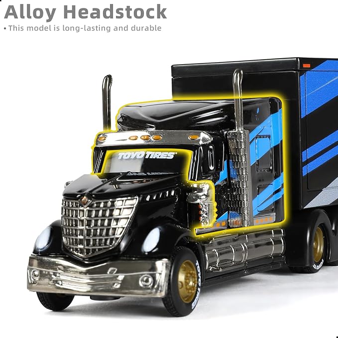 Alloy Metal Diecast Tow Traktor Toy 1:64 Scale International Lonestar Heavy Truck Model Semi Trailer Head Toy Gift Classic Truck Model Collection for Kid Boy Men Adult (Black)
