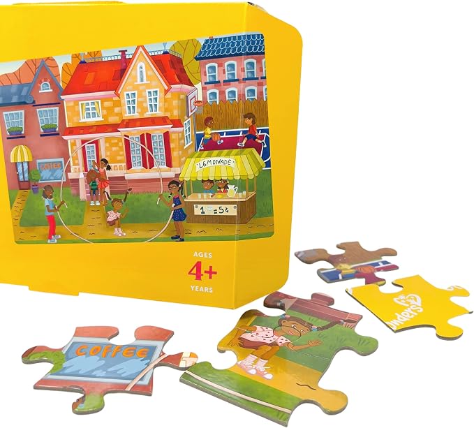 Upbounders- Fun Outside 48 Piece Floor Puzzle, Multicultural Beginner Jigsaw Puzzle with African American Children Boys Girls at Play, Ages 4+