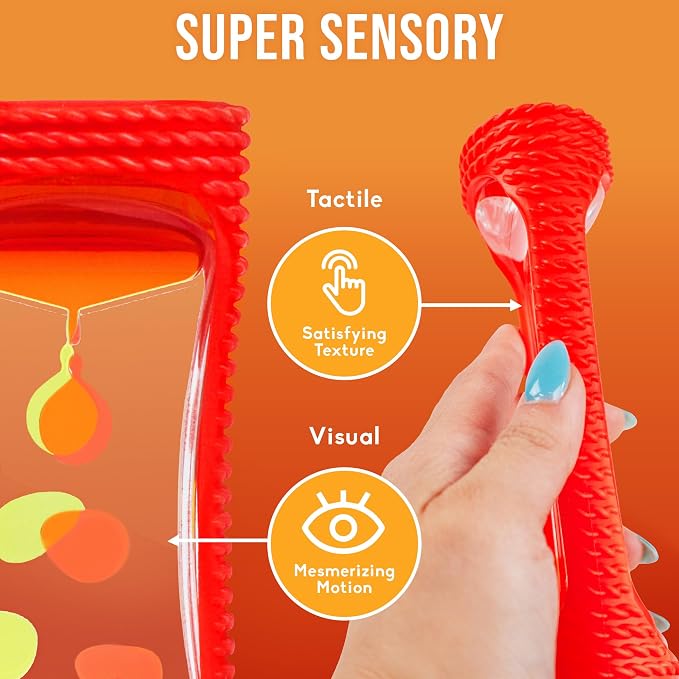 BUNMO Liquid Motion Bubbler Sensory Toy for Kids & Adults – Gentle Fidget Toy for Mindfulness – Stimulating Visual Sensory Experience – Colorful Bubble Fidget Timer for Desk & Travel - Red