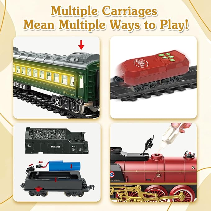 TALGIC Remote Control Train Toys for Boys with Steam, Lights and Sound, Fancy Tracks, Train Sets for Kids Ages 3 4 5 6 7 8+, Toddler Model Trains, Easter Basket Stuffers