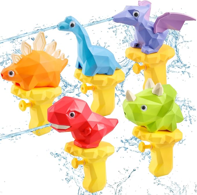 Dinosaur Water Guns for Kids 5PCS Dino Squirt Guns Outdoor Water Pool Toys for Toddlers 2-4 3-5 Summer Beach Bath Toys 1-3 Mini Small Blaster Squirter for Kids Age 2 3 4 5 6 Year Old Boys Girls Gifts