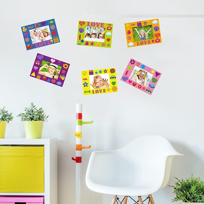 30Packs Picture Frame Crafts Kits for Kids, Summer Spring Colorful Holiday DIY Foam Picture Frames for Christmas Girls Gifts Game Activities Teacher Gifts Preschool Bulletin Board Decoration