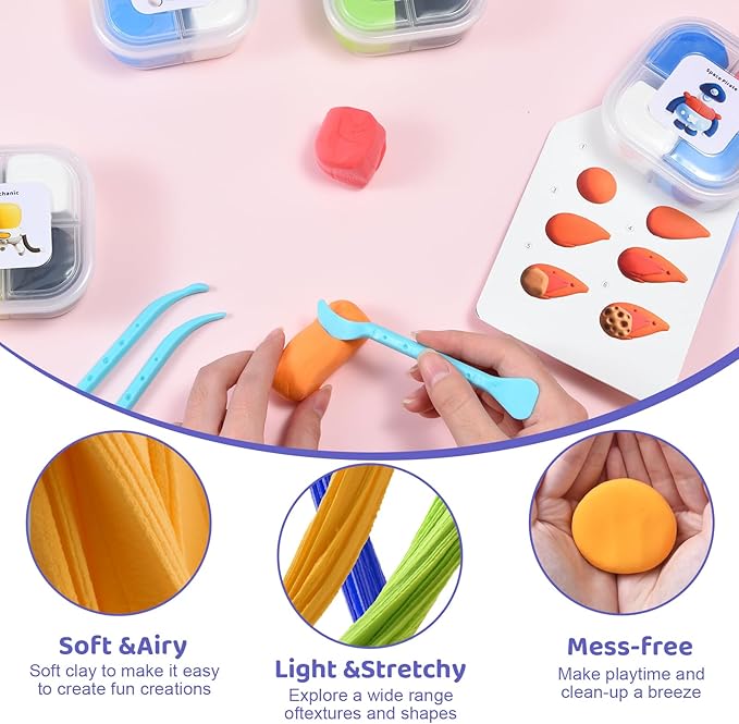Both idea Air Dry Clay Kit, Space Theme | 12 Packs, Non-Toxic Kids Gift | School & Party: Perfect for classroom art activities, birthday party favors, creative family DIY, and holiday celebrations.