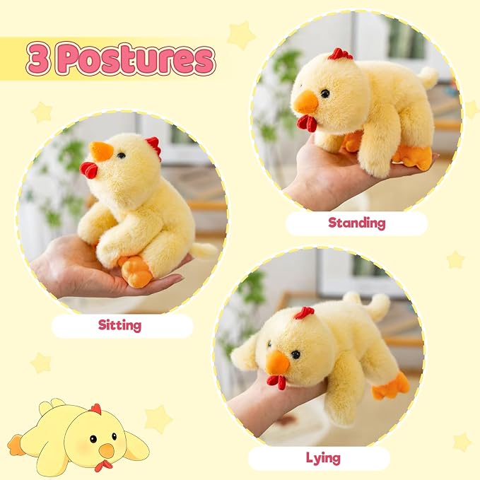 PEACH CAT Chicken Stuffed Animal Cute Plushies Small Chick Plush Toys Birthday Gifts for Girls Boys Kids