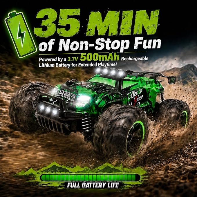 JoyRapt Remote Control RC Cars, 2.4GHz 1:18 2-Speed RC Car with LED Lights, 2WD Remote Control Truck Gifts for Beginner Boys Girls, Toy Car Birthday Christmas Easter Stuffer Gifts for Beginner Kids