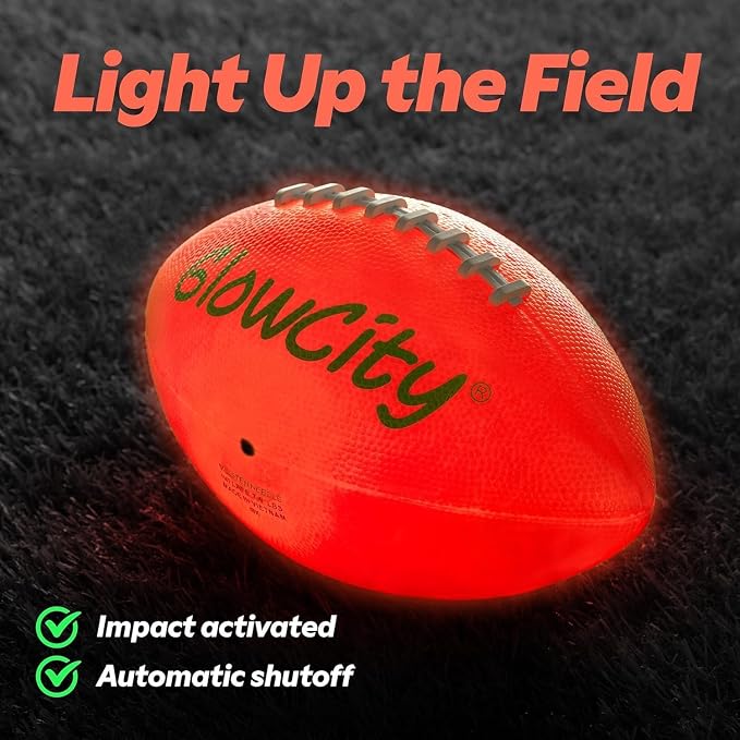 GlowCity Glow in The Dark Football - Size 3/6 Light Up Ball Gifts for Kids, Junior & Teens - Bright Football for Night Outdoor Games - Sports Birthday Gift Ideas for Boys Ages 6 7 8 9 10 11 12 13 14