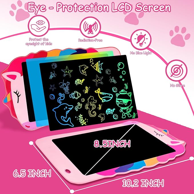 LCD Writing Tablet, Unicorn Drawing Pad Doodle Board, Colorful Toddlers Toys Drawing Board, Educational Toys for Boys Girls 3 4 5 6 7 8 Year Old Christmas and Birthday Gifts